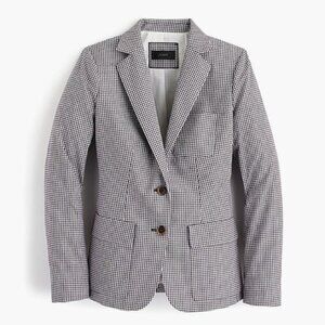 J. Crew Rhodes Micro-Gingham Plaid Blazer Jacket Size 2 Office Preppy Academia